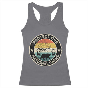 Protect Our National Parks Racerback Tank Top Bear Wildlife Retro Mountain Graphic TS02 Charcoal Print Your Wear