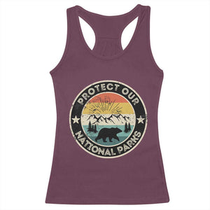 Protect Our National Parks Racerback Tank Top Bear Wildlife Retro Mountain Graphic TS02 Maroon Print Your Wear