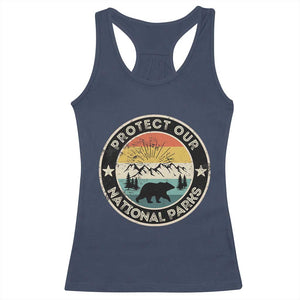 Protect Our National Parks Racerback Tank Top Bear Wildlife Retro Mountain Graphic TS02 Navy Print Your Wear