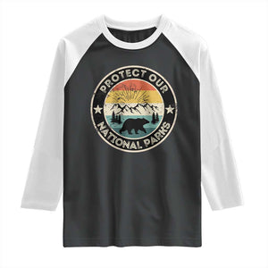 Protect Our National Parks Raglan Shirt Bear Wildlife Retro Mountain Graphic TS02 Black White Print Your Wear