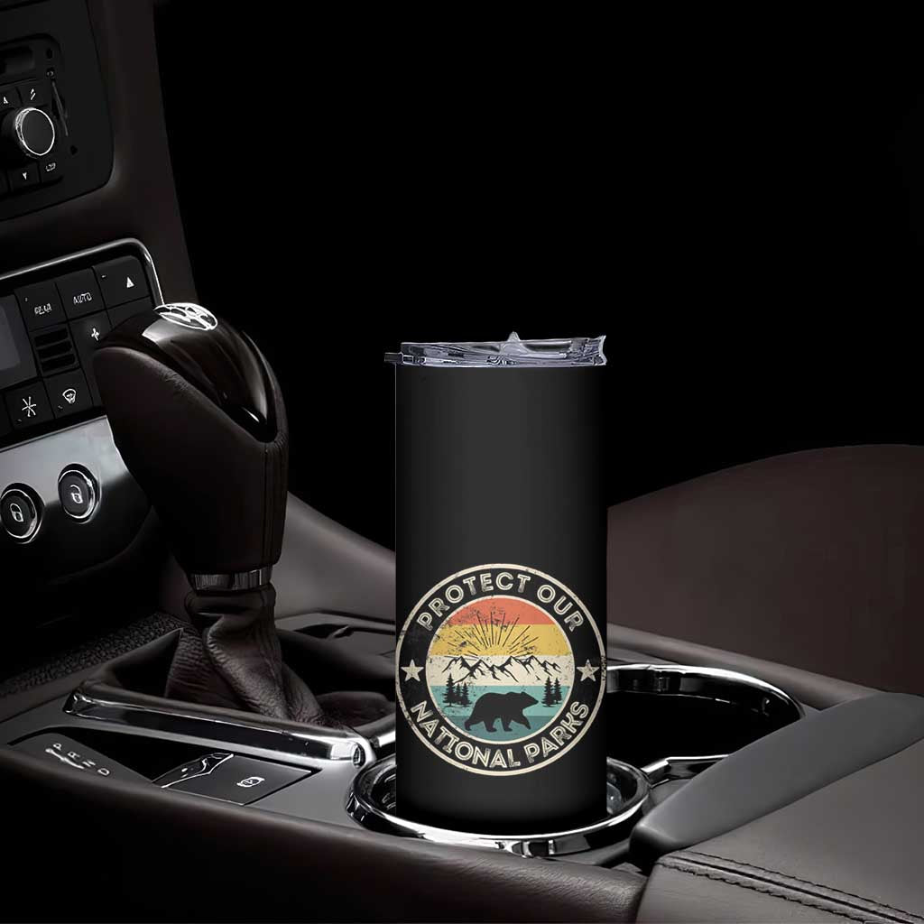 Protect Our National Parks Skinny Tumbler Bear Wildlife Retro Mountain Graphic TS02 Print Your Wear