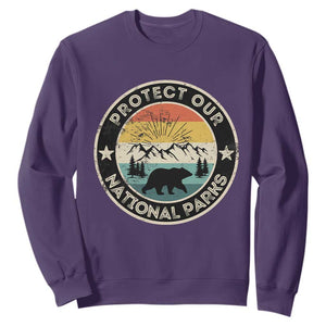 Protect Our National Parks Sweatshirt Bear Wildlife Retro Mountain Graphic TS02 Purple Print Your Wear