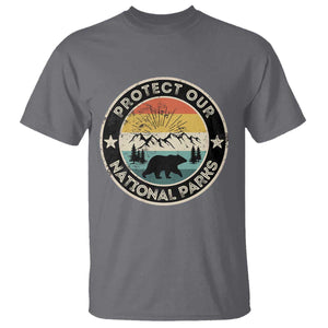 Protect Our National Parks T Shirt Bear Wildlife Retro Mountain Graphic TS02 Charcoal Print Your Wear