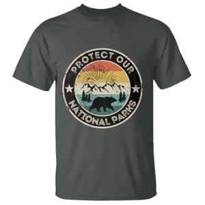 Protect Our National Parks T Shirt Bear Wildlife Retro Mountain Graphic TS02 Dark Heather Print Your Wear