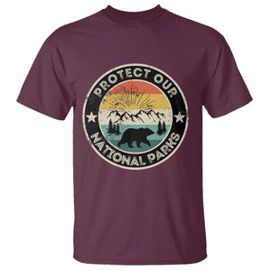 Protect Our National Parks T Shirt Bear Wildlife Retro Mountain Graphic TS02 Maroon Print Your Wear