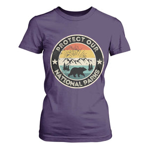 Protect Our National Parks T Shirt For Women Bear Wildlife Retro Mountain Graphic TS02 Purple Print Your Wear