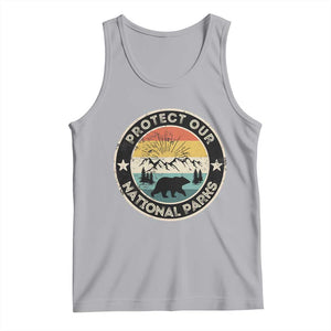 Protect Our National Parks Tank Top Bear Wildlife Retro Mountain Graphic TS02 Athletic Heather Print Your Wear