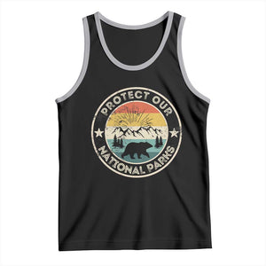 Protect Our National Parks Tank Top Bear Wildlife Retro Mountain Graphic TS02 Black Athletic Heather Print Your Wear