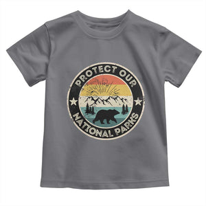 Protect Our National Parks Toddler T Shirt Bear Wildlife Retro Mountain Graphic TS02 Charcoal Print Your Wear