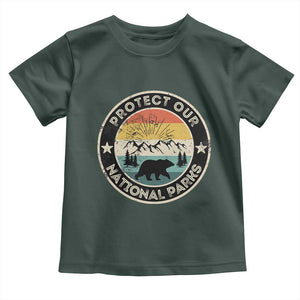 Protect Our National Parks Toddler T Shirt Bear Wildlife Retro Mountain Graphic TS02 Dark Forest Green Print Your Wear