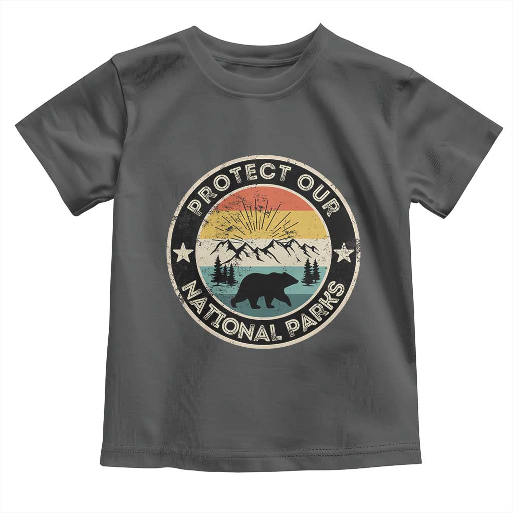 Protect Our National Parks Toddler T Shirt Bear Wildlife Retro Mountain Graphic TS02 Dark Heather Print Your Wear