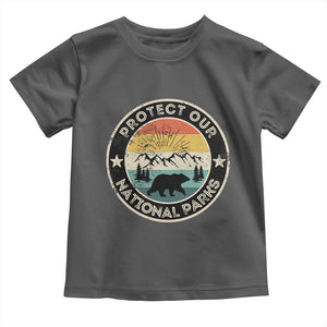 Protect Our National Parks Toddler T Shirt Bear Wildlife Retro Mountain Graphic TS02 Dark Heather Print Your Wear
