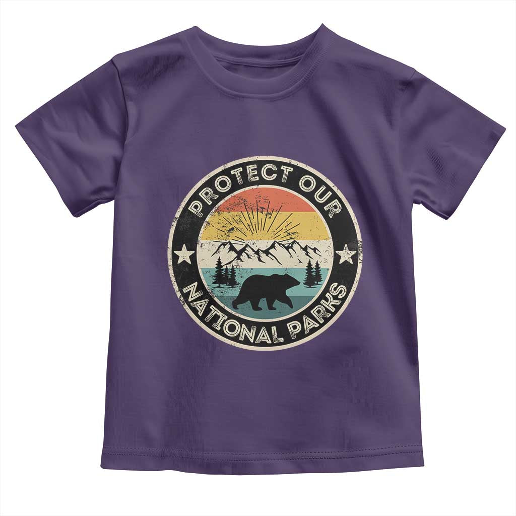 Protect Our National Parks Toddler T Shirt Bear Wildlife Retro Mountain Graphic TS02 Purple Print Your Wear