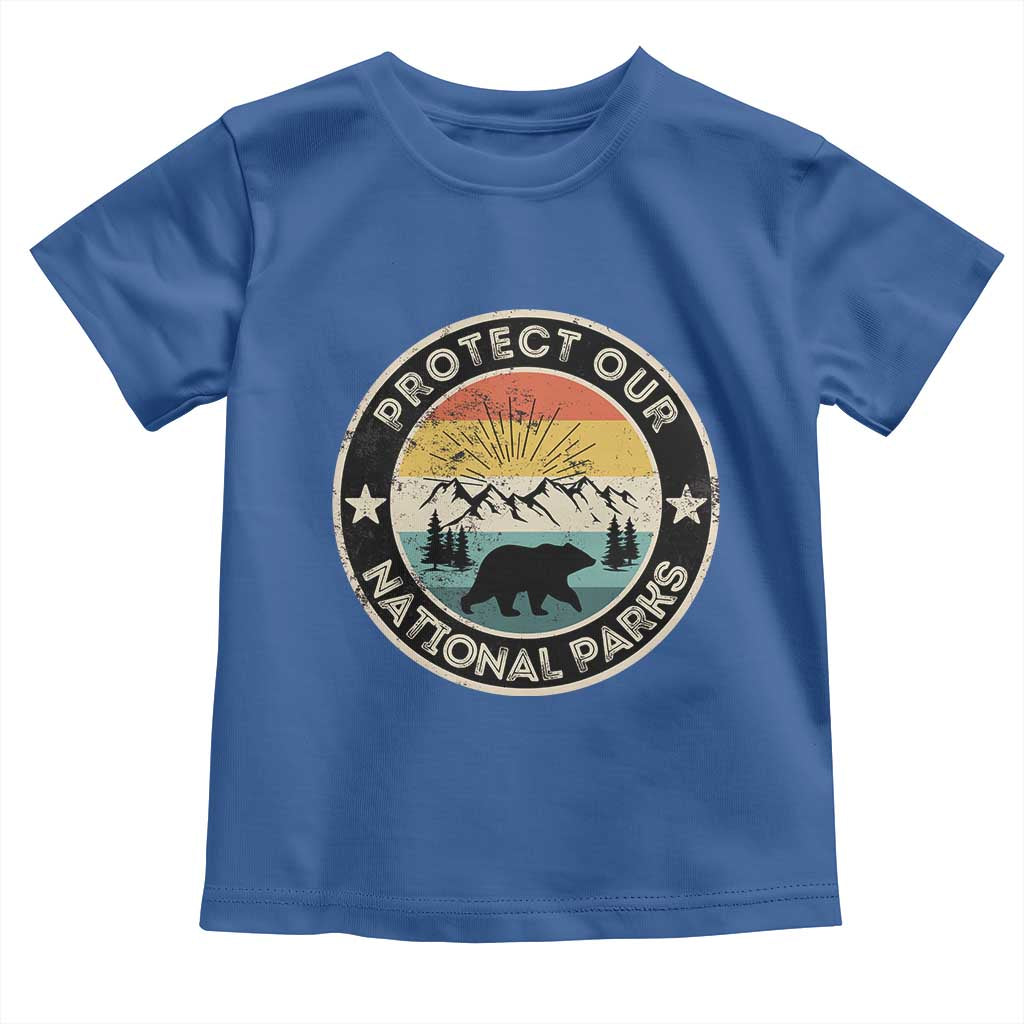 Protect Our National Parks Toddler T Shirt Bear Wildlife Retro Mountain Graphic TS02 Royal Blue Print Your Wear
