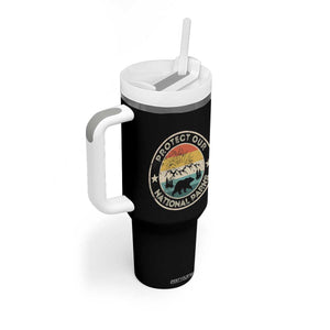 Protect Our National Parks Tumbler With Handle Bear Wildlife Retro Mountain Graphic TS02 Print Your Wear