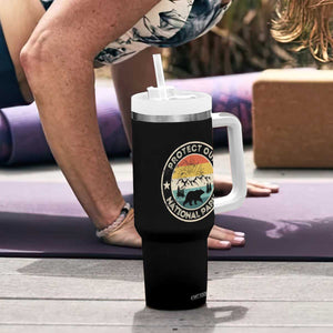 Protect Our National Parks Tumbler With Handle Bear Wildlife Retro Mountain Graphic TS02 Print Your Wear