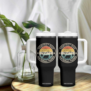 Protect Our National Parks Tumbler With Handle Bear Wildlife Retro Mountain Graphic TS02 Print Your Wear