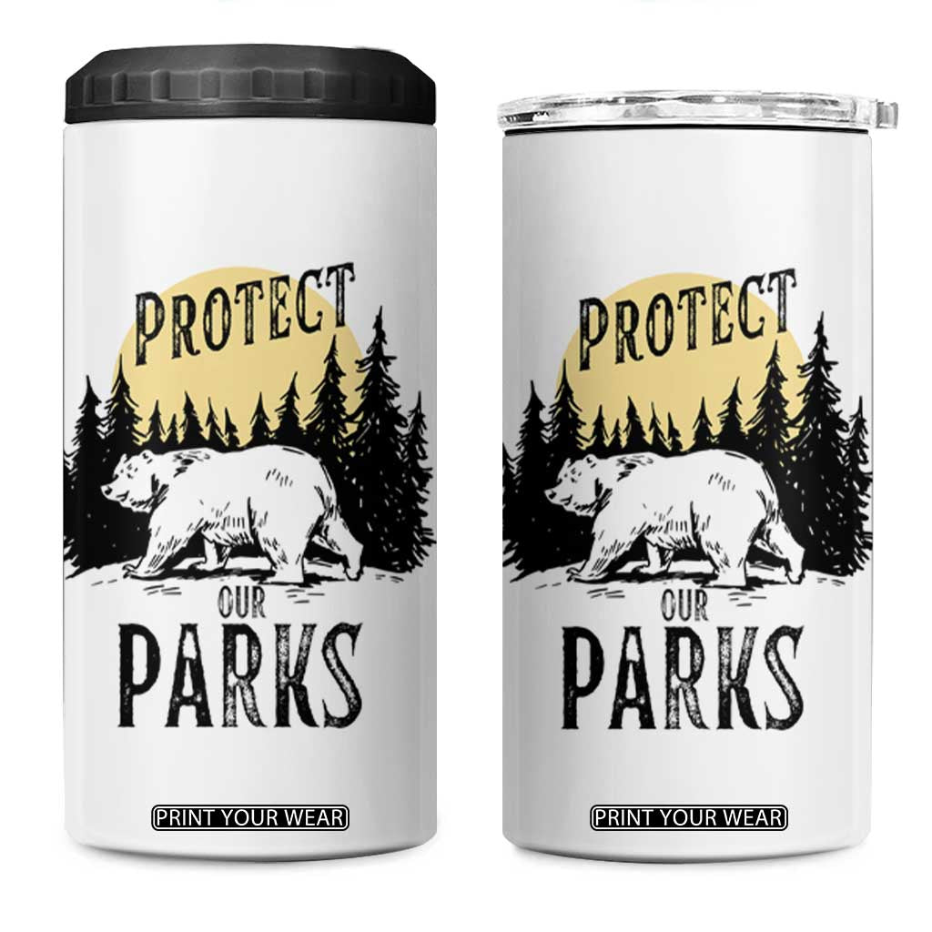 Protect Our Parks 4 in 1 Can Cooler Tumbler Retro Bear Forest Nature Graphic TS02 One Size: 16 oz White Print Your Wear