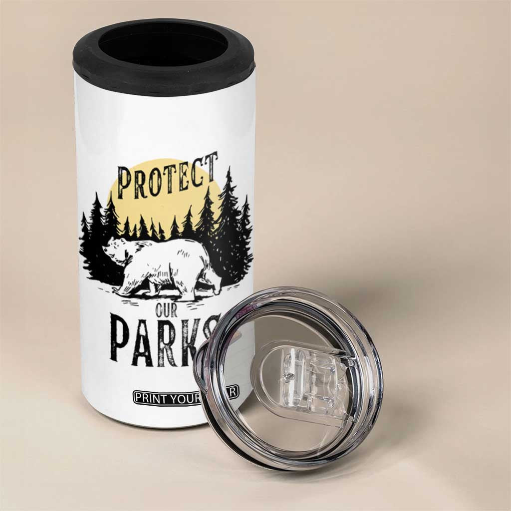 Protect Our Parks 4 in 1 Can Cooler Tumbler Retro Bear Forest Nature Graphic TS02 Print Your Wear
