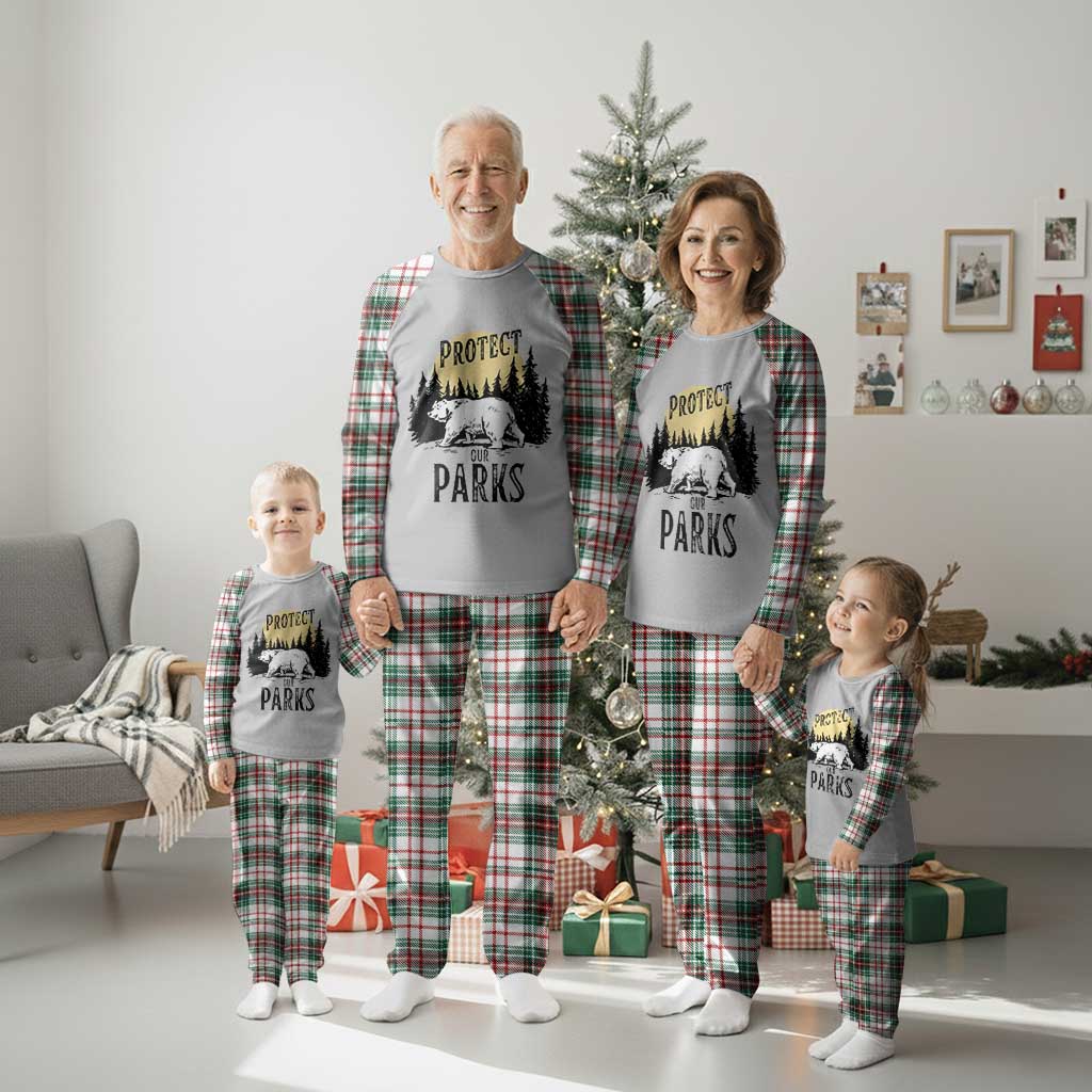 Protect Our Parks Plaid Pajama Set Retro Bear Forest Nature Graphic TS02 Christmas Plaid Print Your Wear