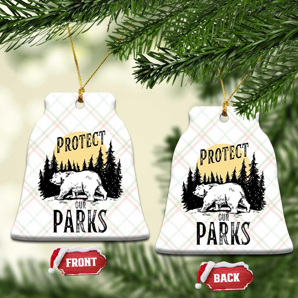 Protect Our Parks Ceramic Ornament Retro Bear Forest Nature Graphic TS02 Print Your Wear