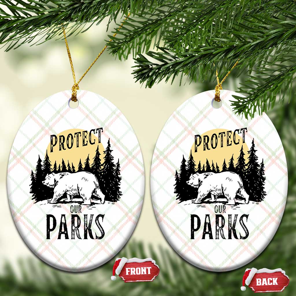 Protect Our Parks Ceramic Ornament Retro Bear Forest Nature Graphic TS02 Print Your Wear