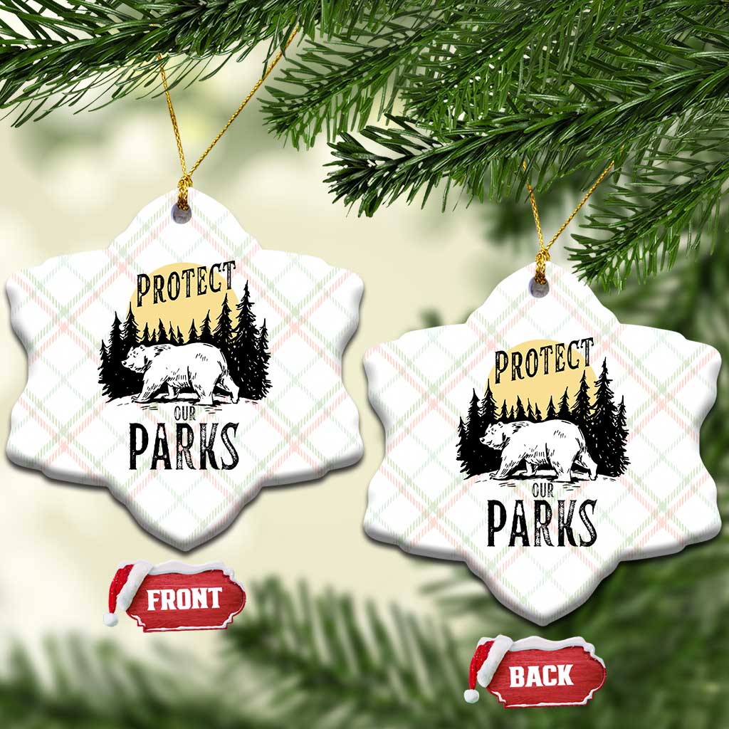 Protect Our Parks Ceramic Ornament Retro Bear Forest Nature Graphic TS02 Print Your Wear