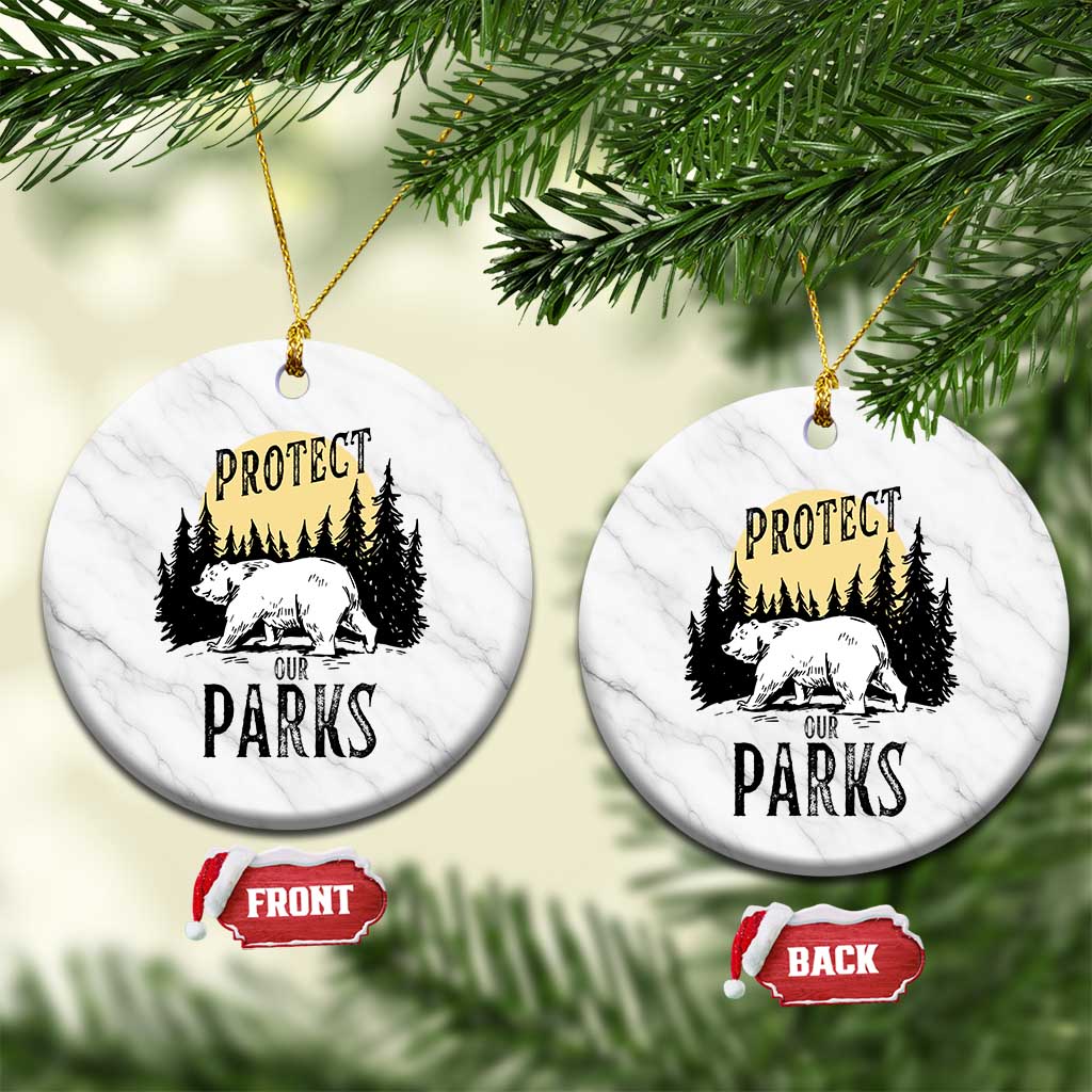 Protect Our Parks Ceramic Ornament Retro Bear Forest Nature Graphic TS02 1pc White Marble Print Your Wear
