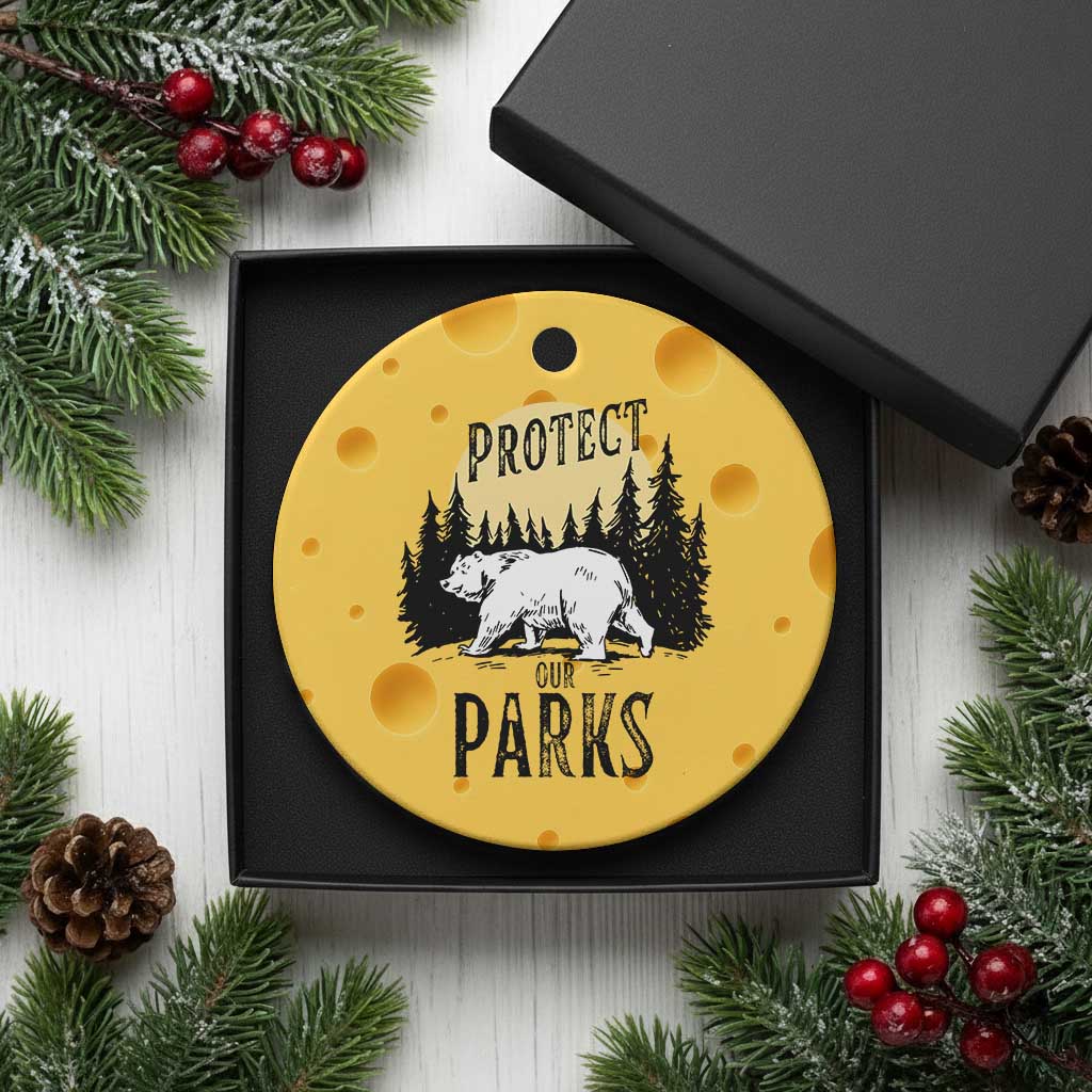 Protect Our Parks Ceramic Ornament Retro Bear Forest Nature Graphic TS02 1pc Yellow Cheese Print Your Wear