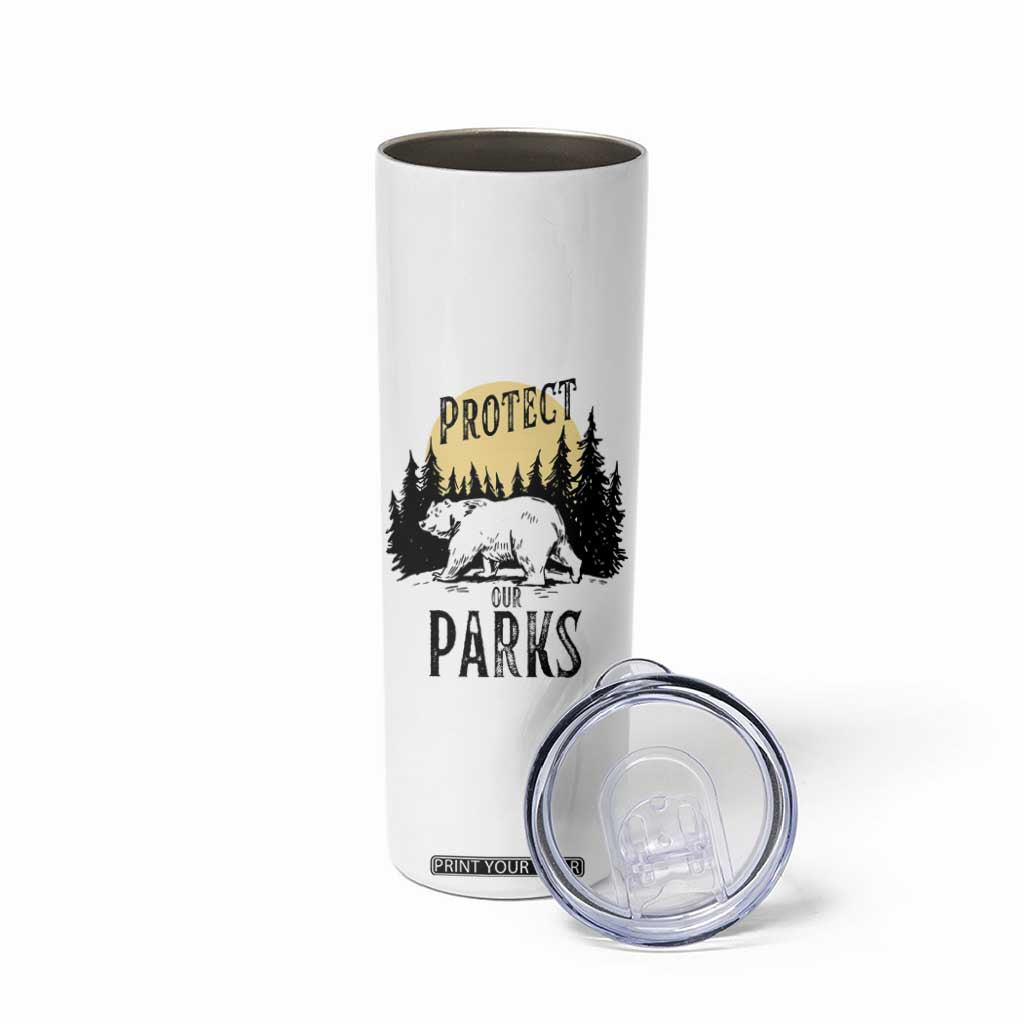 Protect Our Parks Skinny Tumbler Retro Bear Forest Nature Graphic TS02 Print Your Wear