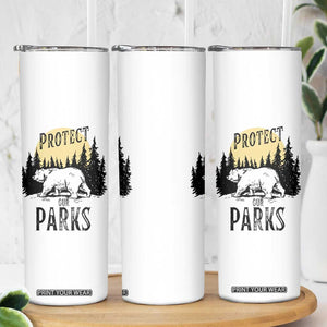 Protect Our Parks Skinny Tumbler Retro Bear Forest Nature Graphic TS02 Print Your Wear