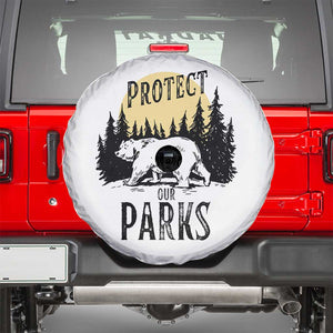 Protect Our Parks Spare Tire Cover Retro Bear Forest Nature Graphic TS02 White Print Your Wear