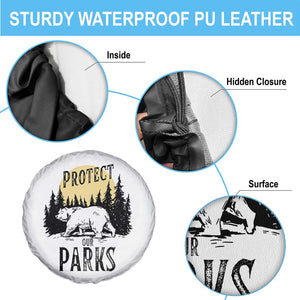 Protect Our Parks Spare Tire Cover Retro Bear Forest Nature Graphic TS02 Print Your Wear