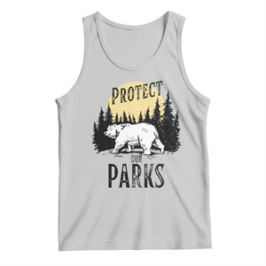 Protect Our Parks Tank Top Retro Bear Forest Nature Graphic TS02 Ash Print Your Wear