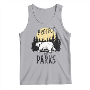 Protect Our Parks Tank Top Retro Bear Forest Nature Graphic TS02 Athletic Heather Print Your Wear