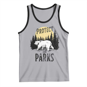 Protect Our Parks Tank Top Retro Bear Forest Nature Graphic TS02 Athletic Heather Black Print Your Wear