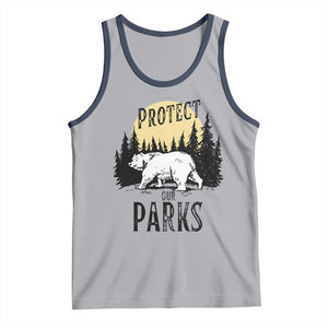 Protect Our Parks Tank Top Retro Bear Forest Nature Graphic TS02 Athletic Heather Navy Print Your Wear