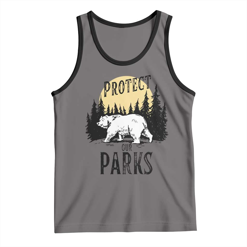 Protect Our Parks Tank Top Retro Bear Forest Nature Graphic TS02 Deep Heather Black Print Your Wear