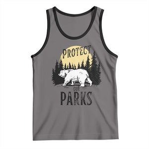 Protect Our Parks Tank Top Retro Bear Forest Nature Graphic TS02 Deep Heather Black Print Your Wear
