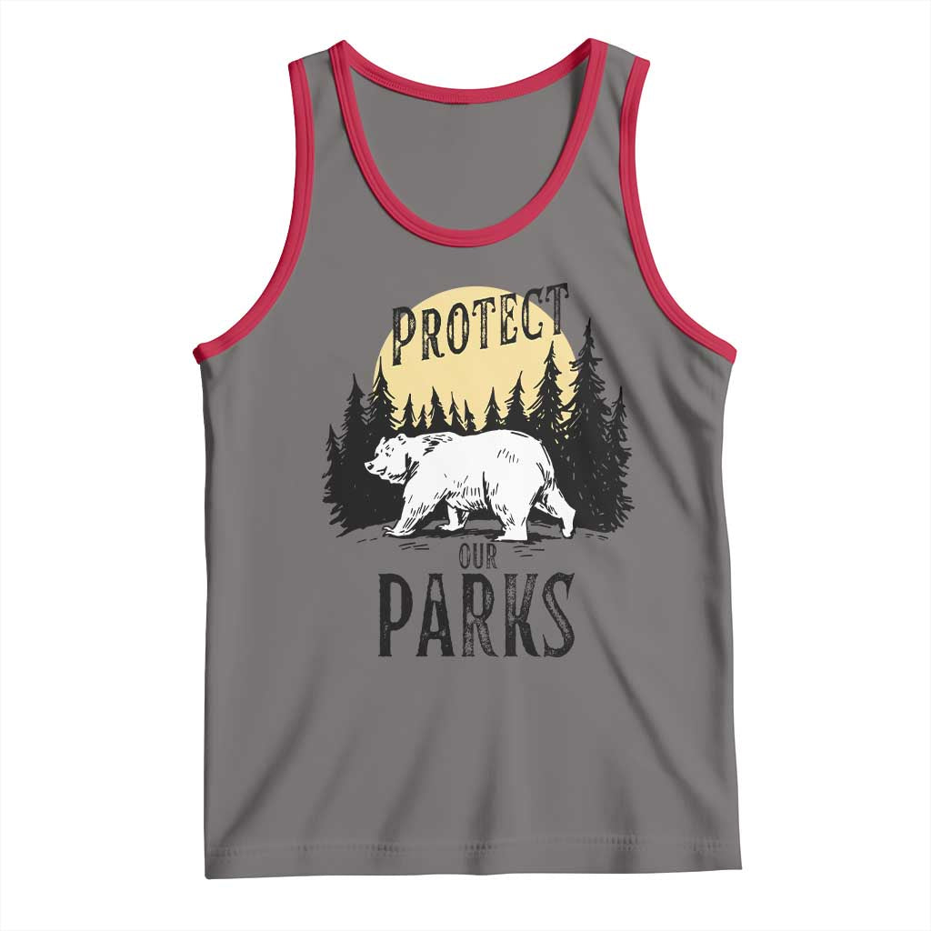Protect Our Parks Tank Top Retro Bear Forest Nature Graphic TS02 Deep Heather Red Print Your Wear