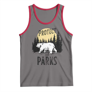 Protect Our Parks Tank Top Retro Bear Forest Nature Graphic TS02 Deep Heather Red Print Your Wear