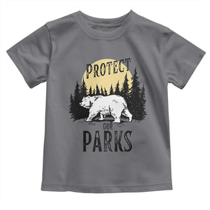 Protect Our Parks Toddler T Shirt Retro Bear Forest Nature Graphic TS02 Charcoal Print Your Wear