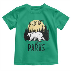 Protect Our Parks Toddler T Shirt Retro Bear Forest Nature Graphic TS02 Irish Green Print Your Wear