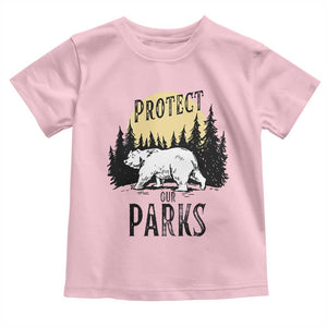 Protect Our Parks Toddler T Shirt Retro Bear Forest Nature Graphic TS02 Light Pink Print Your Wear