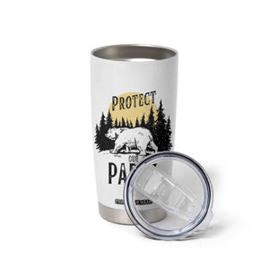 Protect Our Parks Tumbler Cup Retro Bear Forest Nature Graphic TS02 Print Your Wear