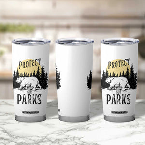 Protect Our Parks Tumbler Cup Retro Bear Forest Nature Graphic TS02 Print Your Wear