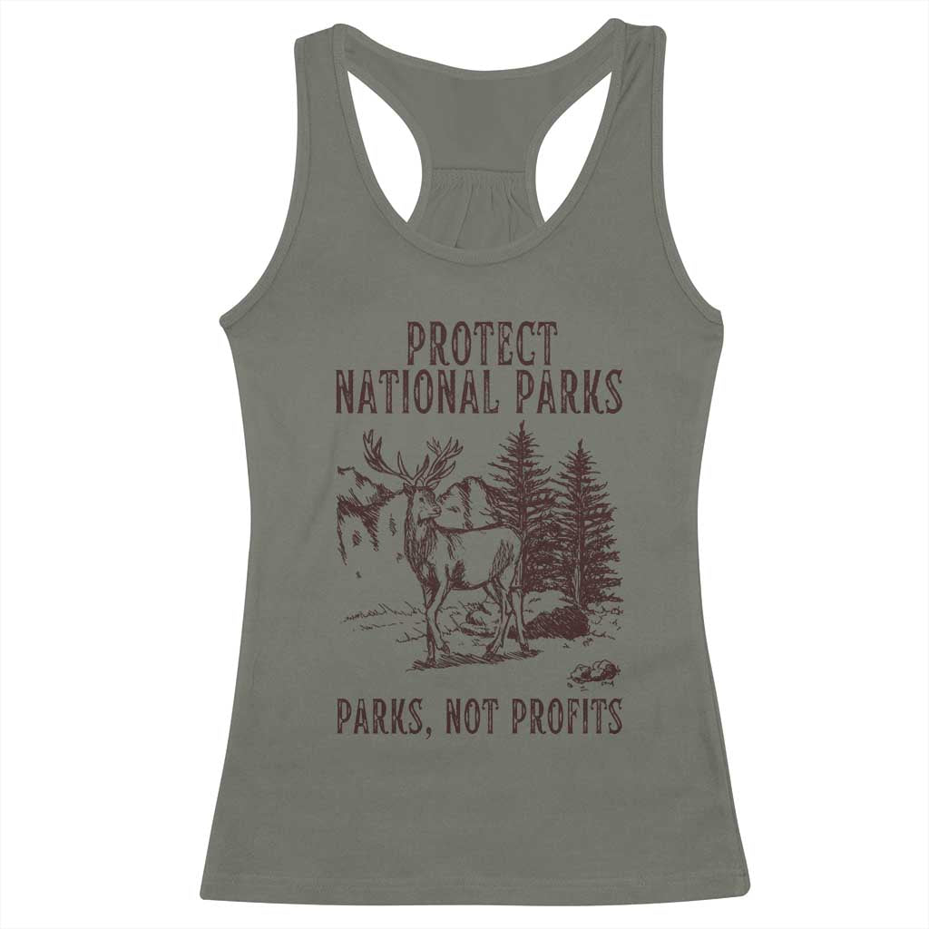Protect National Parks Racerback Tank Top Support Parks Not Profits Deer TS02 Military Green Print Your Wear