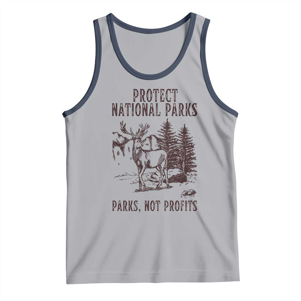 Protect National Parks Tank Top Support Parks Not Profits Deer TS02 Athletic Heather Navy Print Your Wear