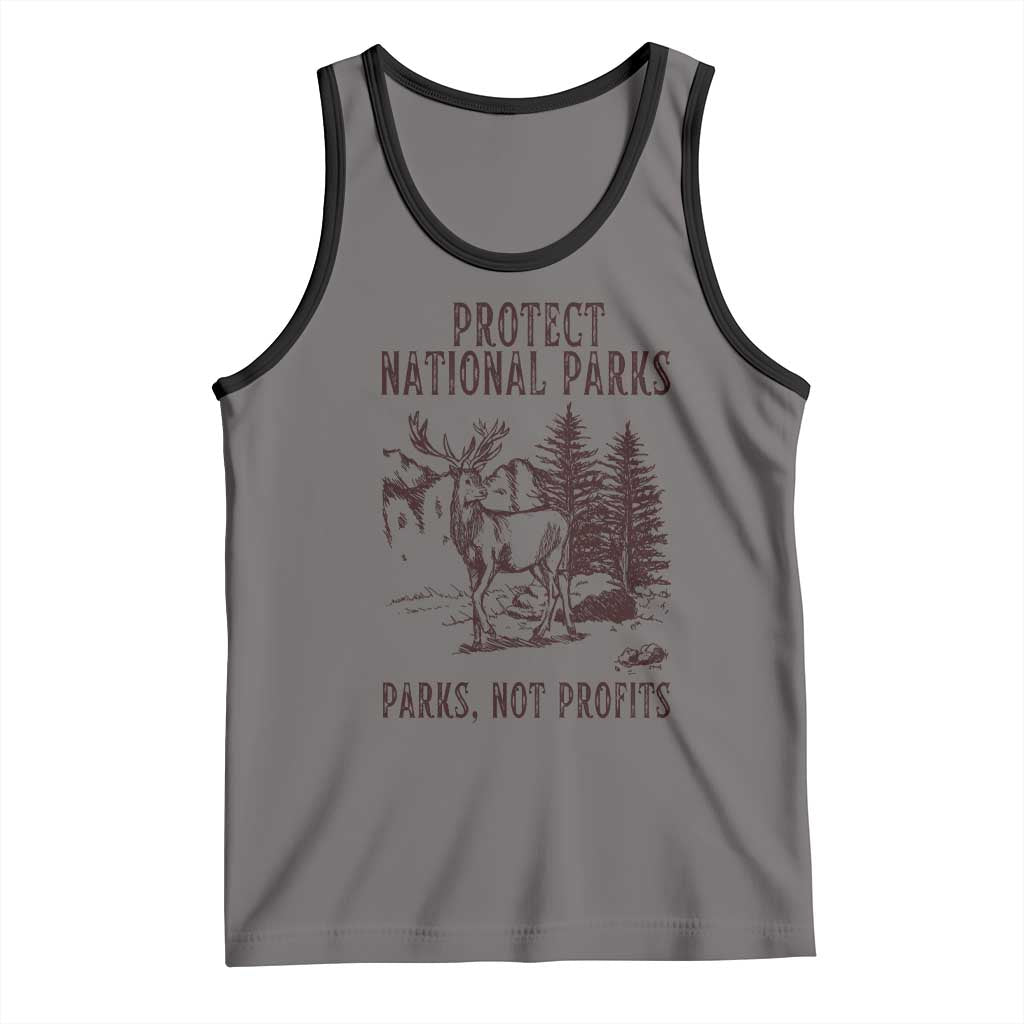 Protect National Parks Tank Top Support Parks Not Profits Deer TS02 Deep Heather Black Print Your Wear