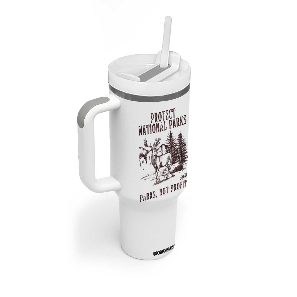 Protect National Parks Tumbler With Handle Support Parks Not Profits Deer TS02 Print Your Wear